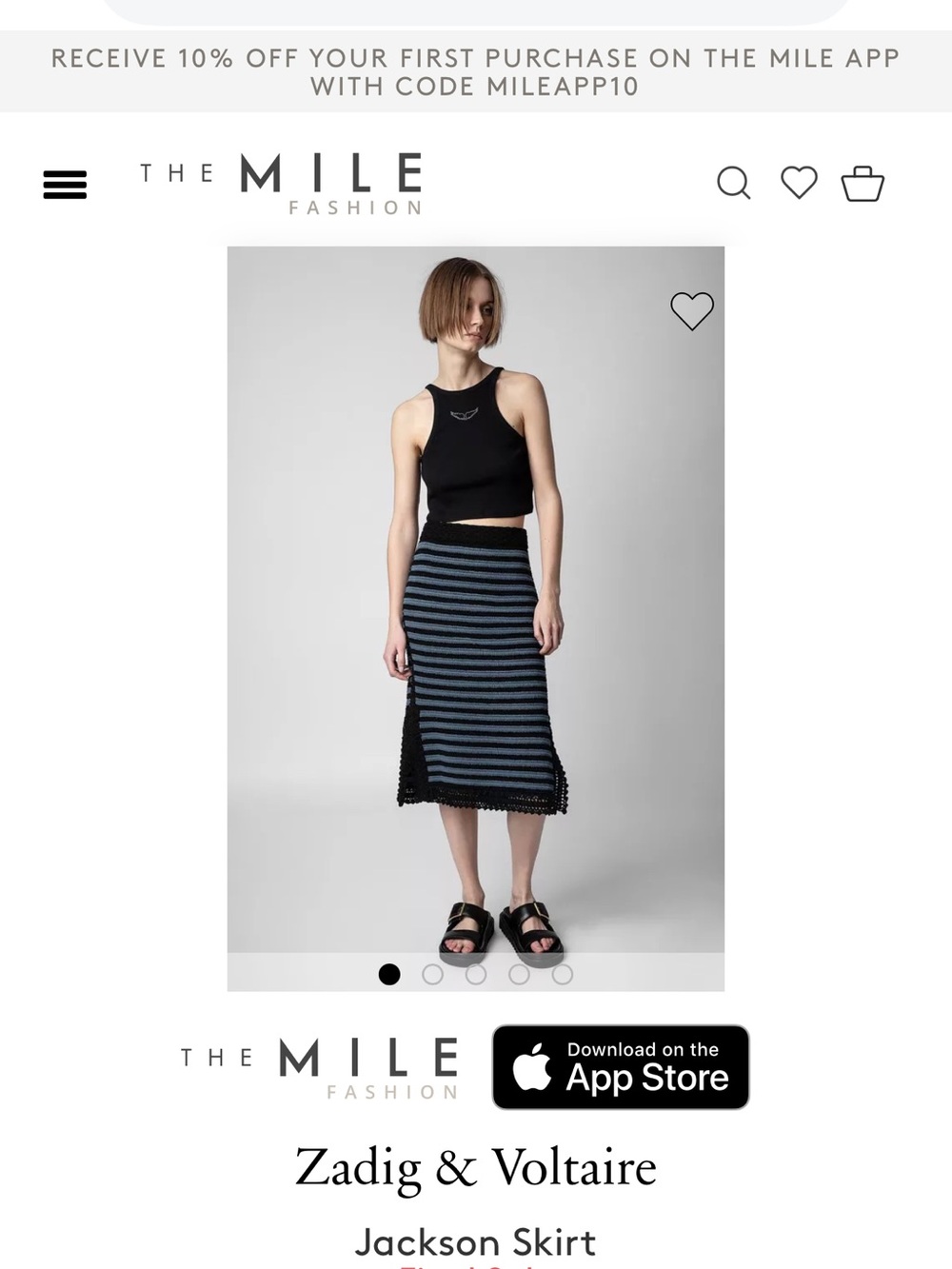 Zadig & Voltaire Striped Knit Midi Skirt in Black and Blue